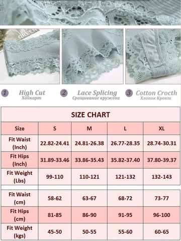6PCS/Set Sexy Brazilian Panties Lace Cotton for Women