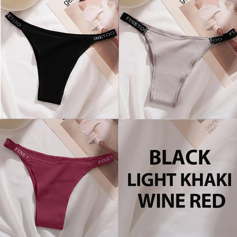 3PCS/Set Cotton Sexy Panties Thong Women's