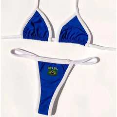 Embroidery Brasil Flag Swimsuit Hottie Outfit SummerBeachwear