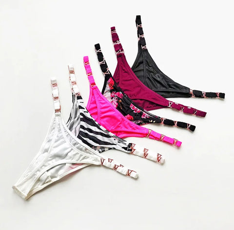 Seamless Sexy Thong Women Panties Zebra Flower
