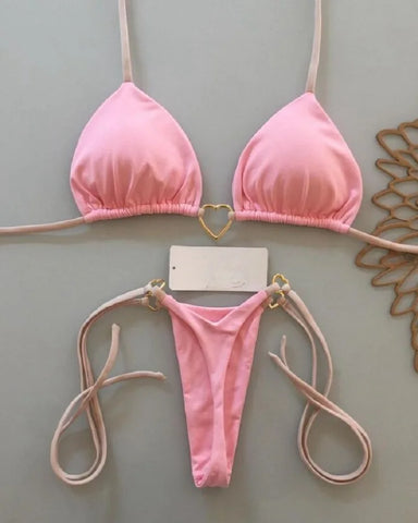 Sexy Halter Solid color Bikini Set Women's Swimsuit Two-piece