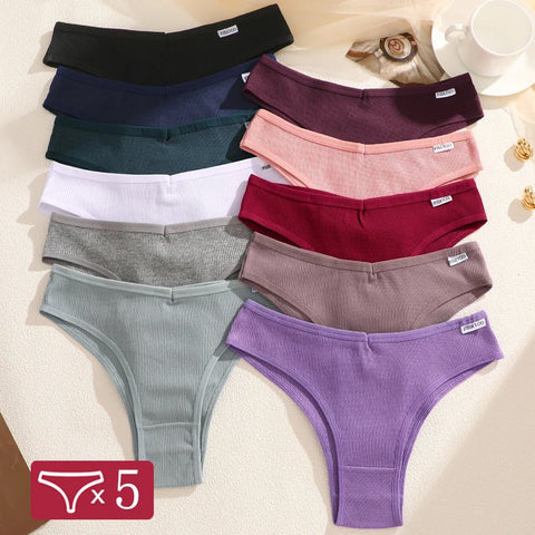 5Pcs/Set Women Cotton Brazilian Panties V