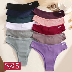 5Pcs/Set Women Cotton Brazilian Panties V