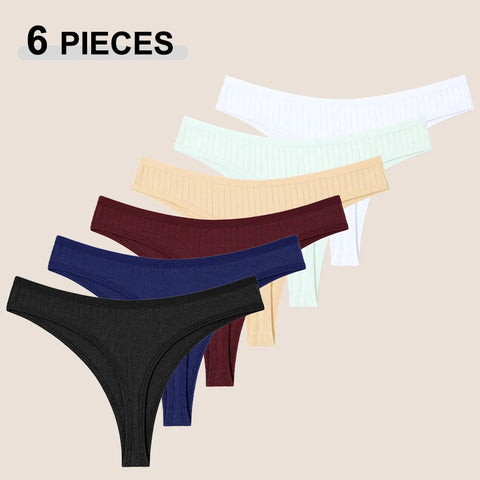 6Pcs/Set Women'S Thongs Panties Female