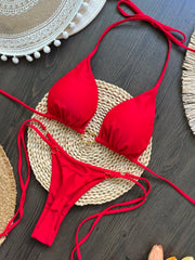 Sexy Halter Solid color Bikini Set Women's Swimsuit Two-piece