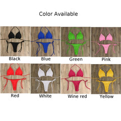 Women Tie Sexy Thong Bikini Set Side Swimsuit