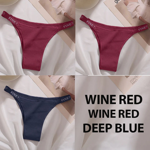 3PCS/Set Cotton Sexy Panties Thong Women's