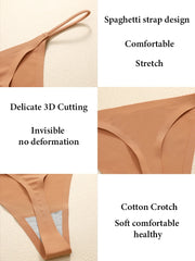 5PCS Seamless Women Ice Silk Thongs Sexy