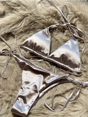 Halter Brazilian Metallic Satin Bikini Women