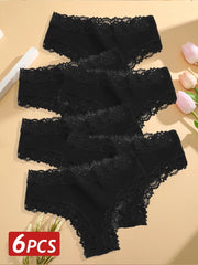6PCS/Set Sexy Brazilian Panties Lace Cotton for Women