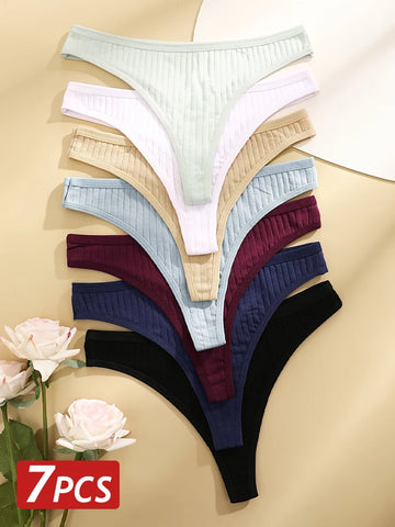 7PCS Women Sexy Cotton G-String Panties