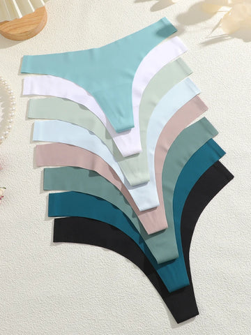 5Pcs Ice Silk Seamless Thongs Women's