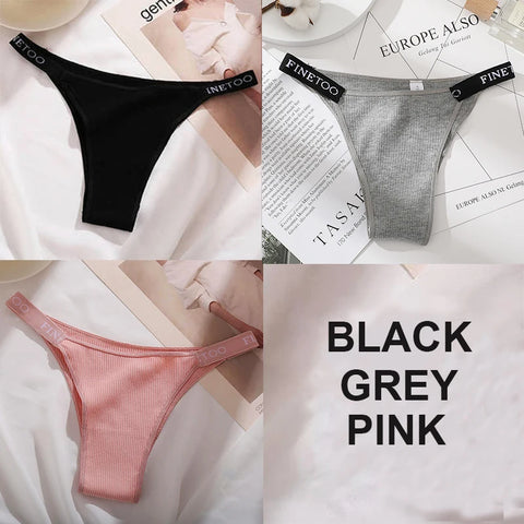 3PCS/Set Cotton Sexy Panties Thong Women's