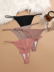 5PCS Seamless Women Ice Silk Thongs Sexy