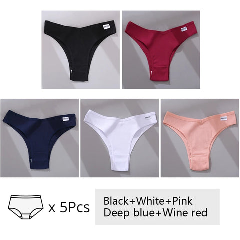 5Pcs/Set Women Cotton Brazilian Panties V