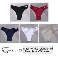5Pcs/Set Women Cotton Brazilian Panties V