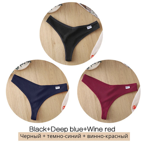 3Pcs/Set Women Cotton Thongs Panties
