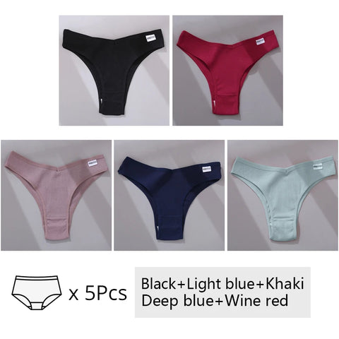 3/5Pcs Cotton Brazilian Panties Women's