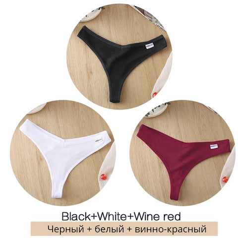 3Pcs/Set Women Cotton Thongs Panties