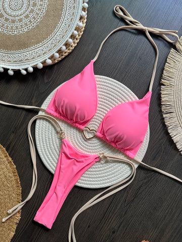 Sexy Halter Solid color Bikini Set Women's Swimsuit Two-piece