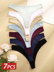 7PCS Women Sexy Cotton G-String Panties