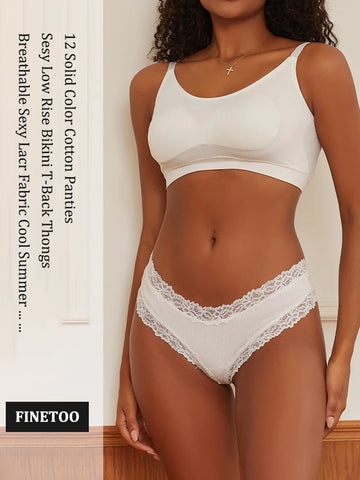 6PCS/Set Sexy Brazilian Panties Lace Cotton for Women