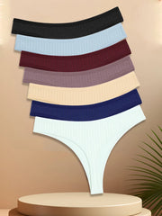 7PCS Women Cotton Striped Thongs