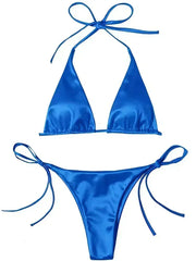 Halter Brazilian Metallic Satin Bikini Women