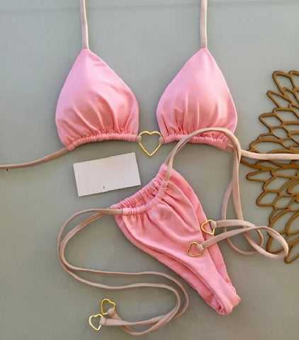 Sexy Halter Solid color Bikini Set Women's Swimsuit Two-piece