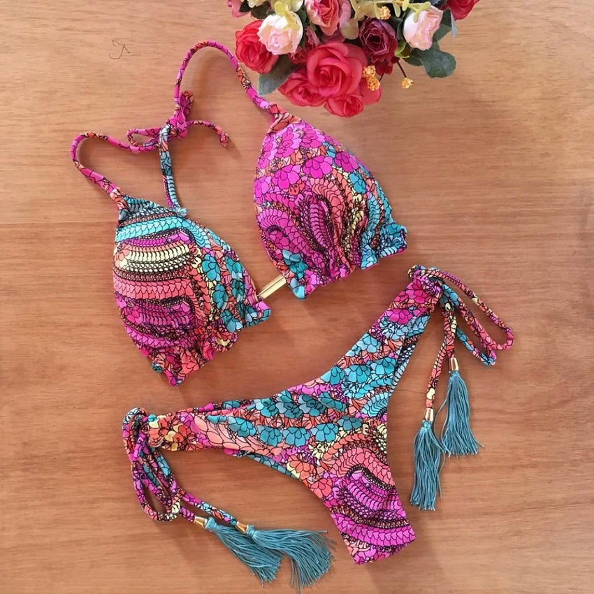 Sexy Bikini Floral Print Swimwear String