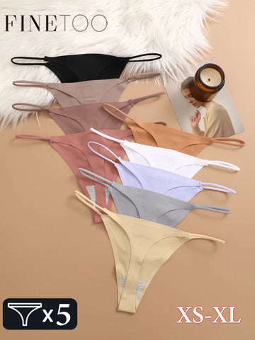 5PCS Seamless Women Ice Silk Thongs Sexy