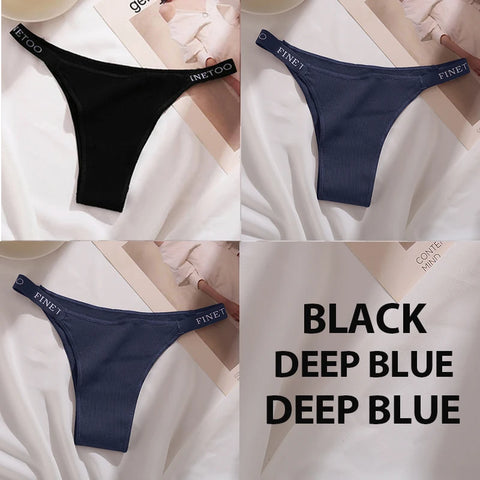 3PCS/Set Cotton Sexy Panties Thong Women's