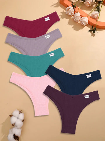 6PCS/Set Cotton Waffle Underwear for Women