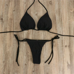 Women Tie Sexy Thong Bikini Set Side Swimsuit