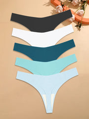 5Pcs Ice Silk Seamless Thongs Women's