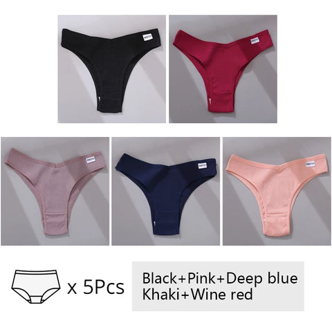 5Pcs/Set Women Cotton Brazilian Panties V