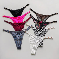 Seamless Sexy Thong Women Panties Zebra Flower
