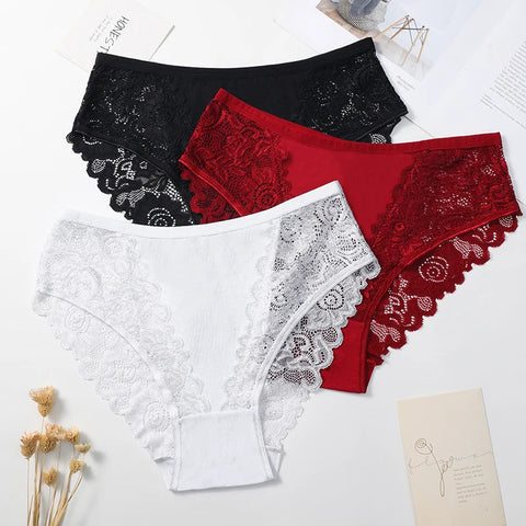 5PCS/Set Lace Cotton Patchwork Bikini Panties