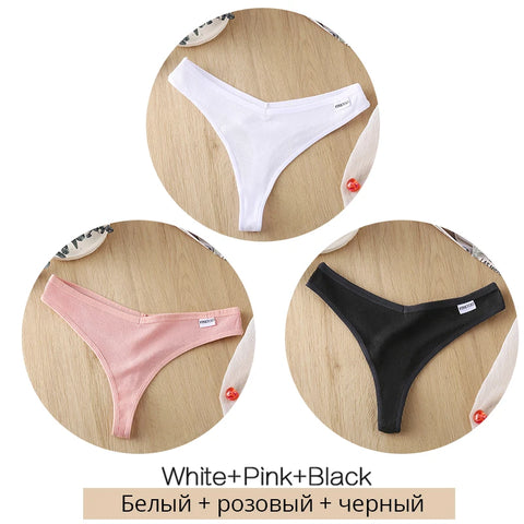 3Pcs/Set Women Cotton Thongs Panties