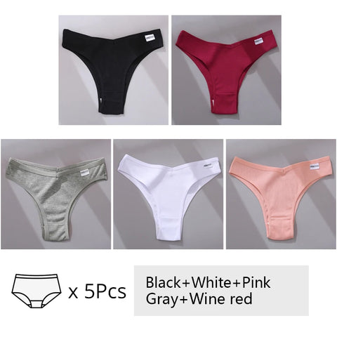 5Pcs/Set Women Cotton Brazilian Panties V