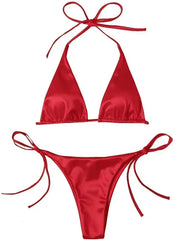 Halter Brazilian Metallic Satin Bikini Women