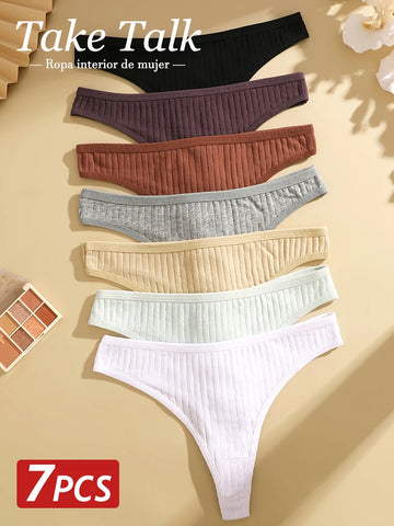 7PCS Women Sexy Cotton G-String Panties