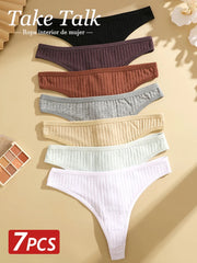 7PCS Women Sexy Cotton G-String Panties