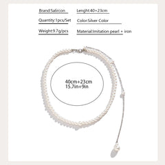 Vintage Elegant Simulated Pearls Clavicle Choker Necklace Women Long Chain Tassel Pendant Wedding Jewelry Bikini Chest Chain