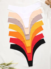 5Pcs Ice Silk Seamless Thongs Women's