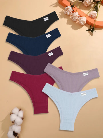 6PCS/Set Cotton Waffle Underwear for Women