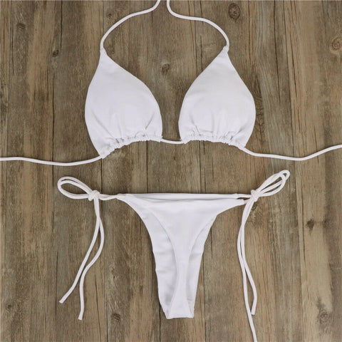 Women Tie Sexy Thong Bikini Set Side Swimsuit