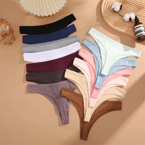 7PCS Women Cotton Striped Thongs