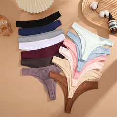 7PCS Women Cotton Striped Thongs