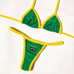 Embroidery Brasil Flag Swimsuit Hottie Outfit SummerBeachwear